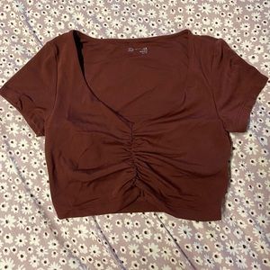 Aerie Offline Ruched Cropped Workout Top Red XS